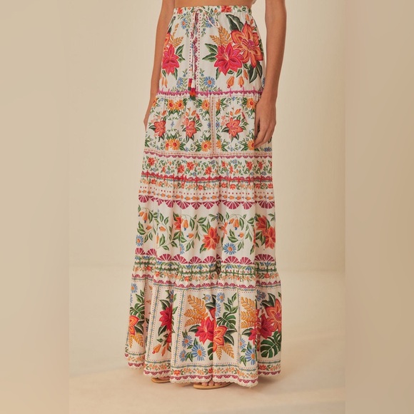 FARM Rio Dresses & Skirts - Farm Rio Off-White Bloom Garden Maxi Skirt NWT Size L